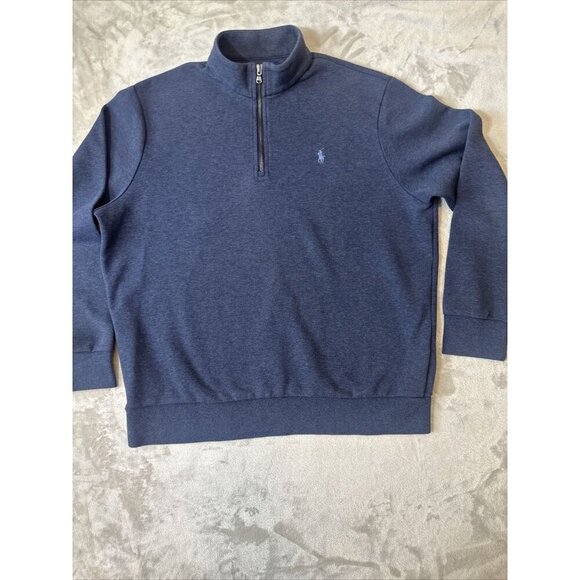 Men’s Polo Ralph Lauren 1/4 Zip Pullover Sweater Navy Blue Size XL - Picture 3 of 10